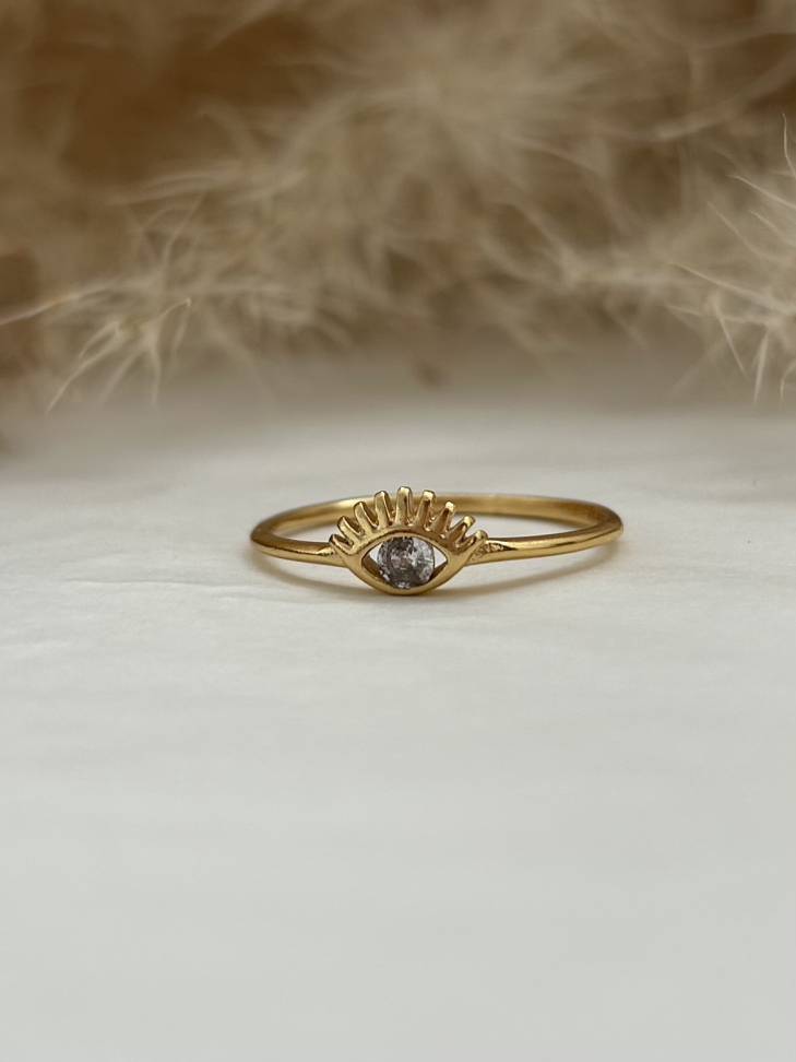 Anel Olho Grego Dourado ELOS | Semijoia de Proteção Banhada a Ouro 18K IRRADIA - #10