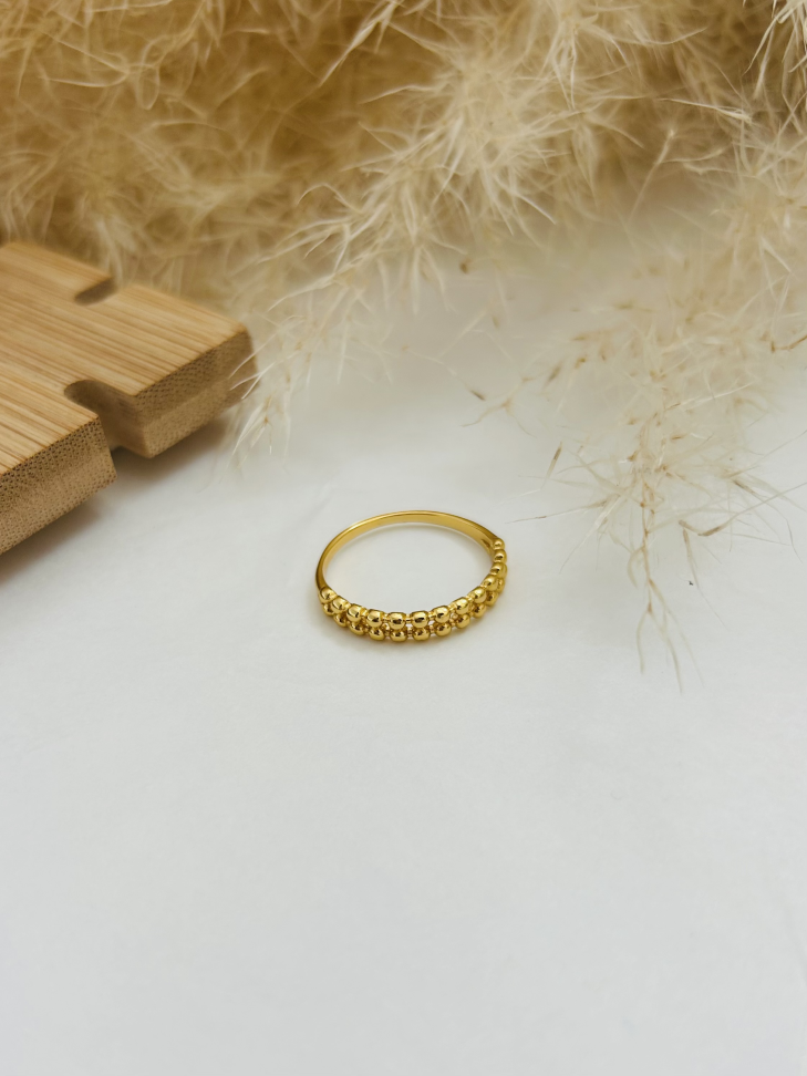 Anel Aro Duplo Bolinhas Banhado Ouro 18k - #2