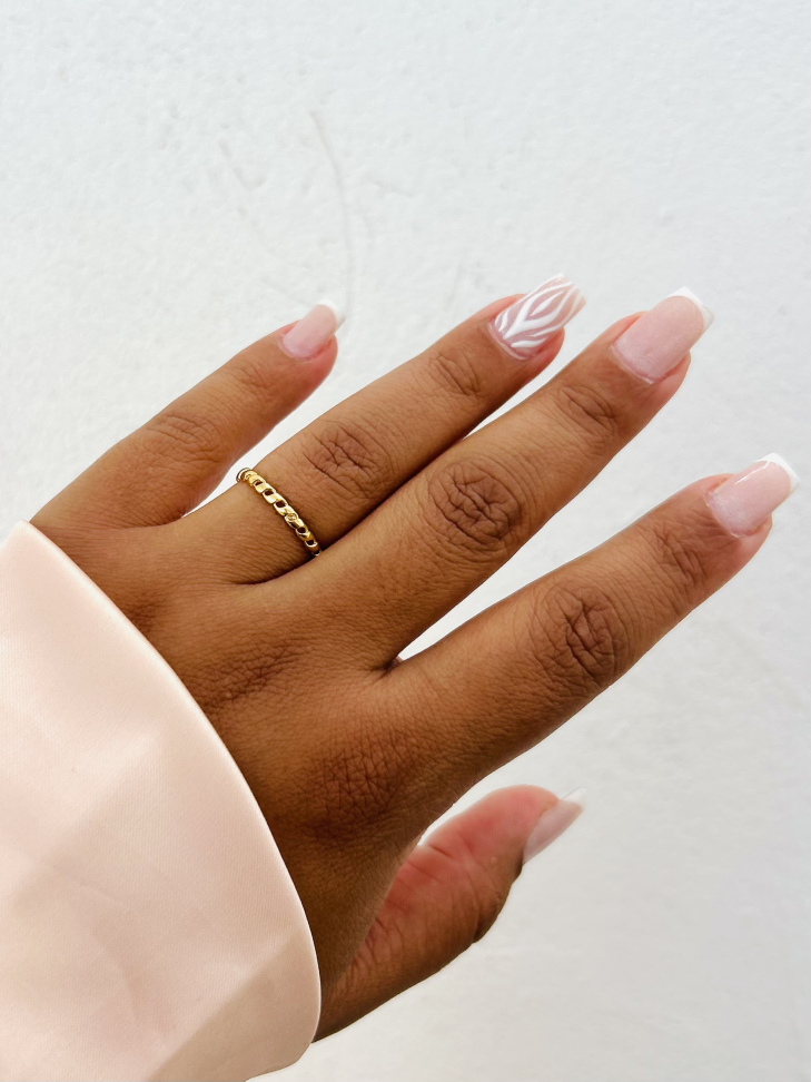 Anel Corrente Fina De Elos Banhado a Ouro 18K - #7