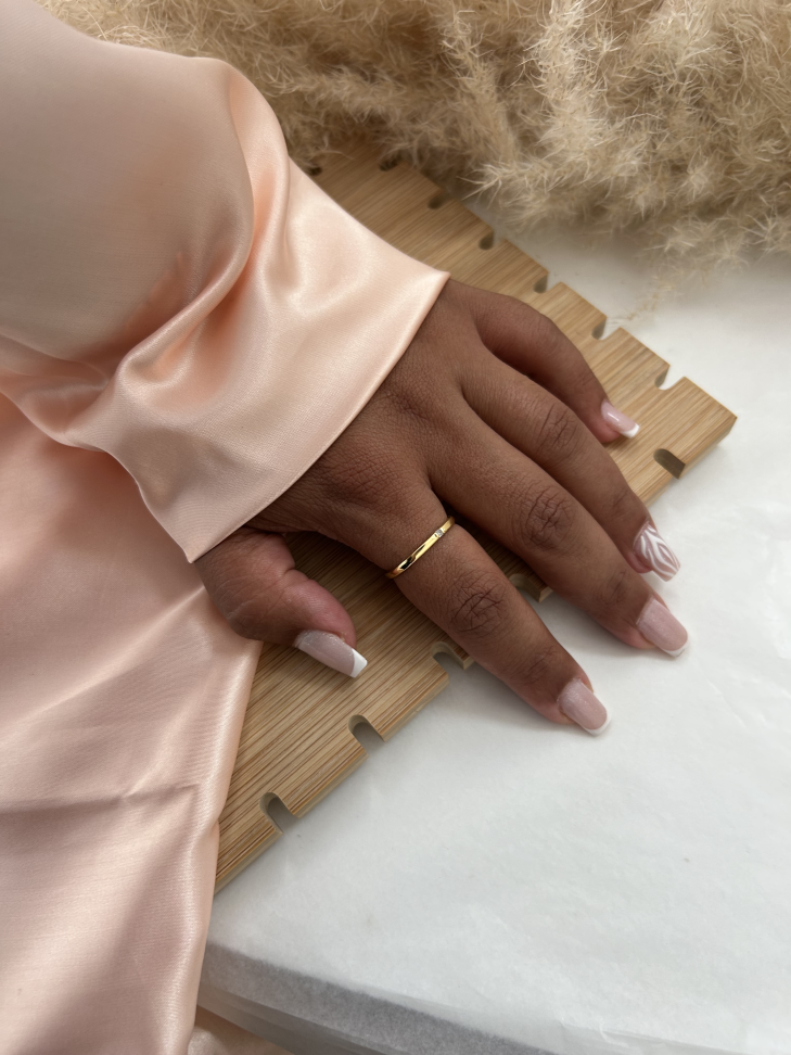 Anel Square Arredondado Solitário Cravejado Banhado a Ouro 18K - #15