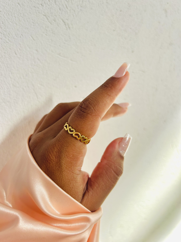 Anel Corações Eternity Banhado Ouro 18k (Vazado) - #8