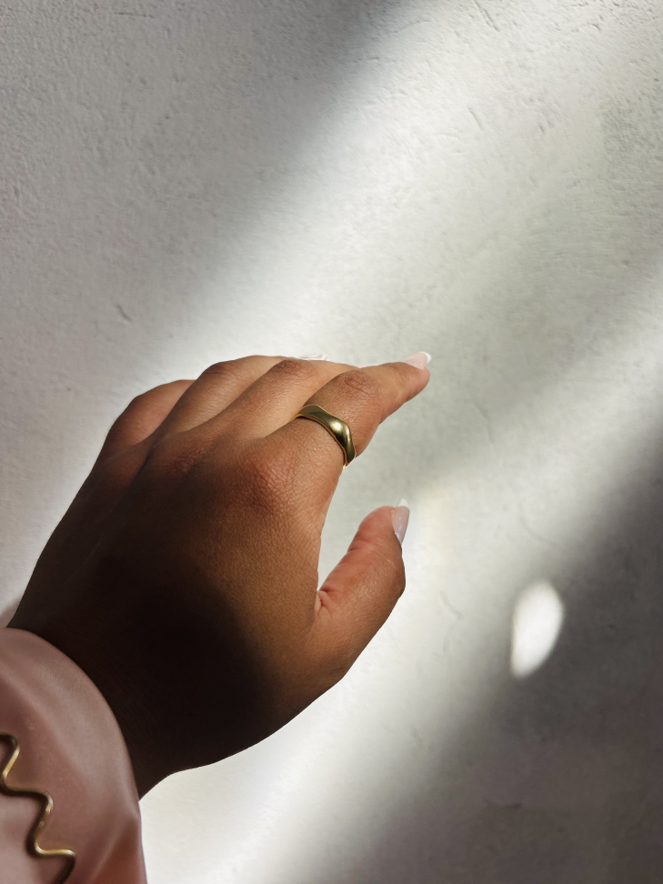 Anel Ajustável Orgânico Irregular Banhado Ouro 18k - #8