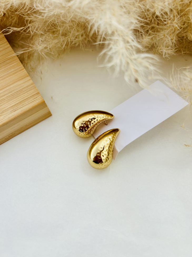 BRINCO GOTA ESCULTURAL TEXTURIZADA AÇO INOX - #4