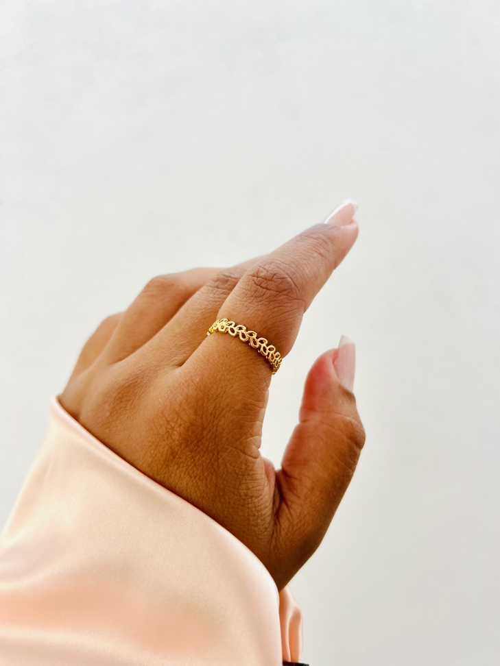 Anel Eternity Folhas Banhado Ouro 18k (Aparador Botânico) - #6