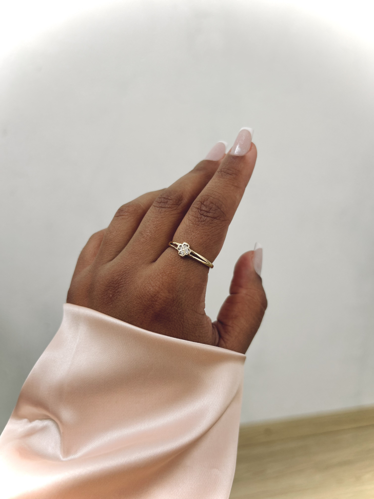 Anel Trevo Cravejado Banhado a Ouro 18K - #6