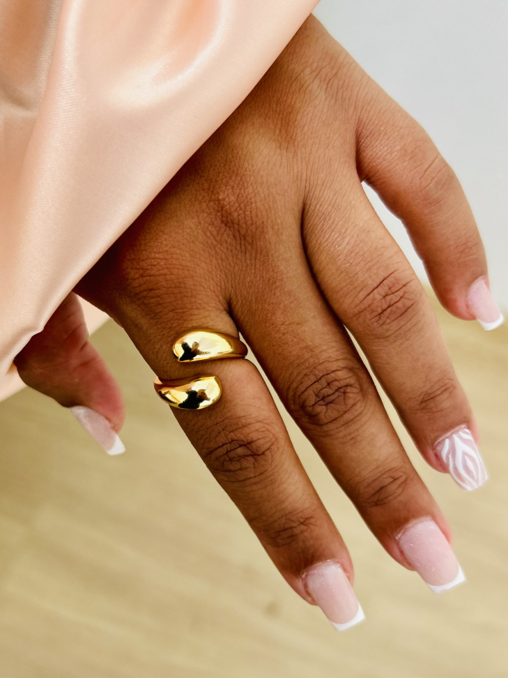 Anel Ajustável Gota Dupla Banhado Ouro 18k (Minimalista) - #4