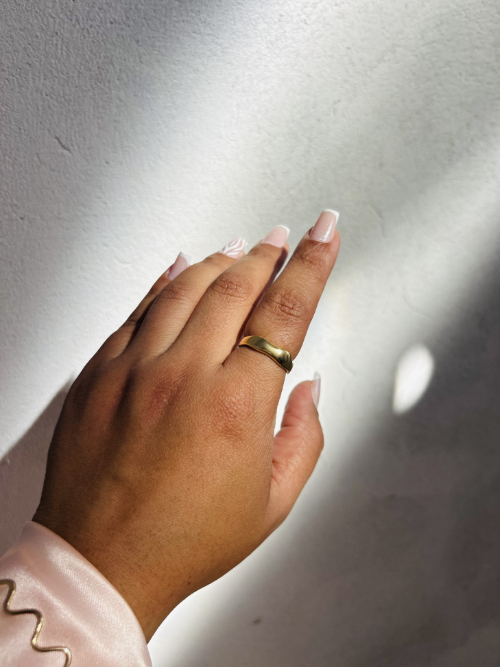 Anel Aro Duplo Bolinhas Banhado Ouro 18k - #6