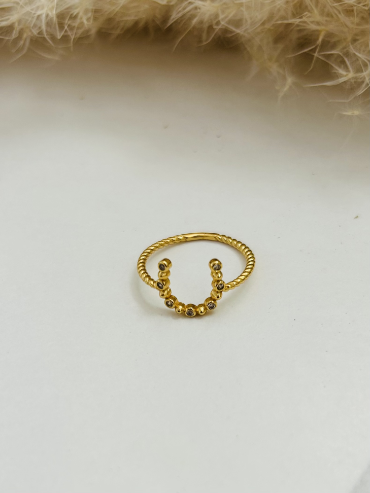 Anel Ferradura Proteção Cravejada – Ouro 18K | Seu Amuleto de Poder - #5