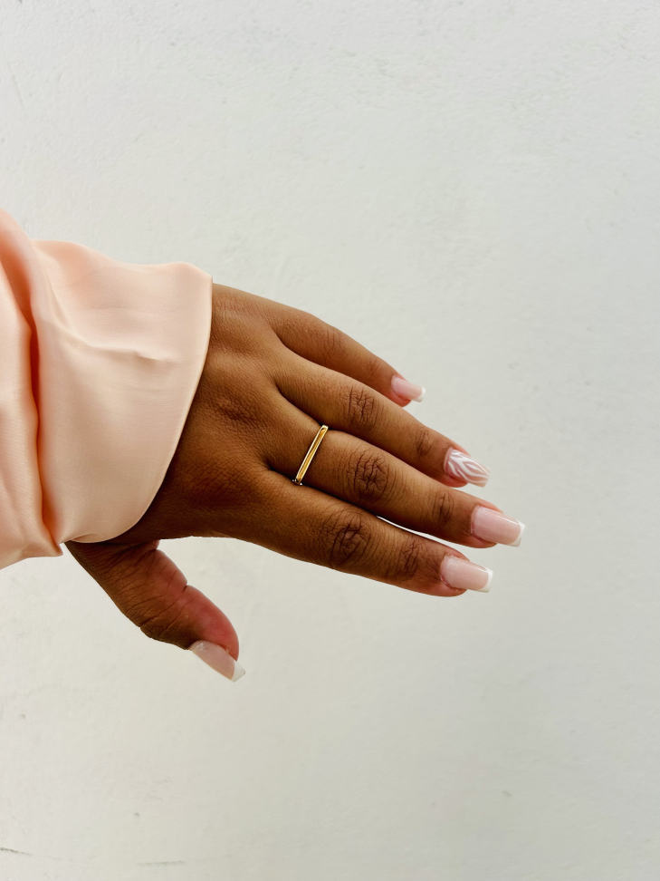 Anel Slim Quadrado Minimalista Banhado Ouro 18k - #4