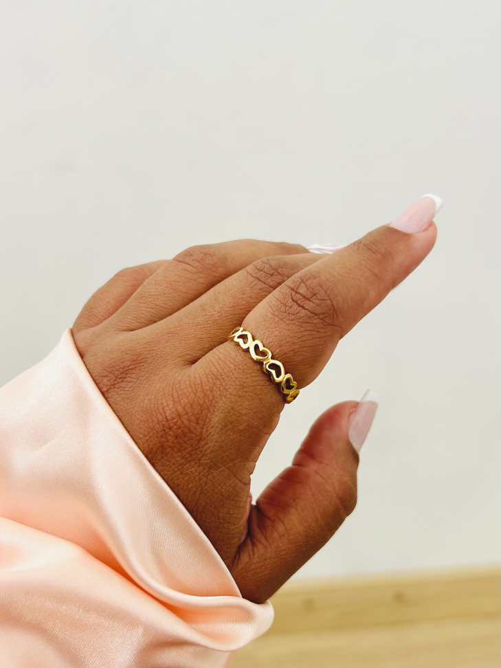 Anel Corações Eternity Banhado Ouro 18k (Vazado) - #2