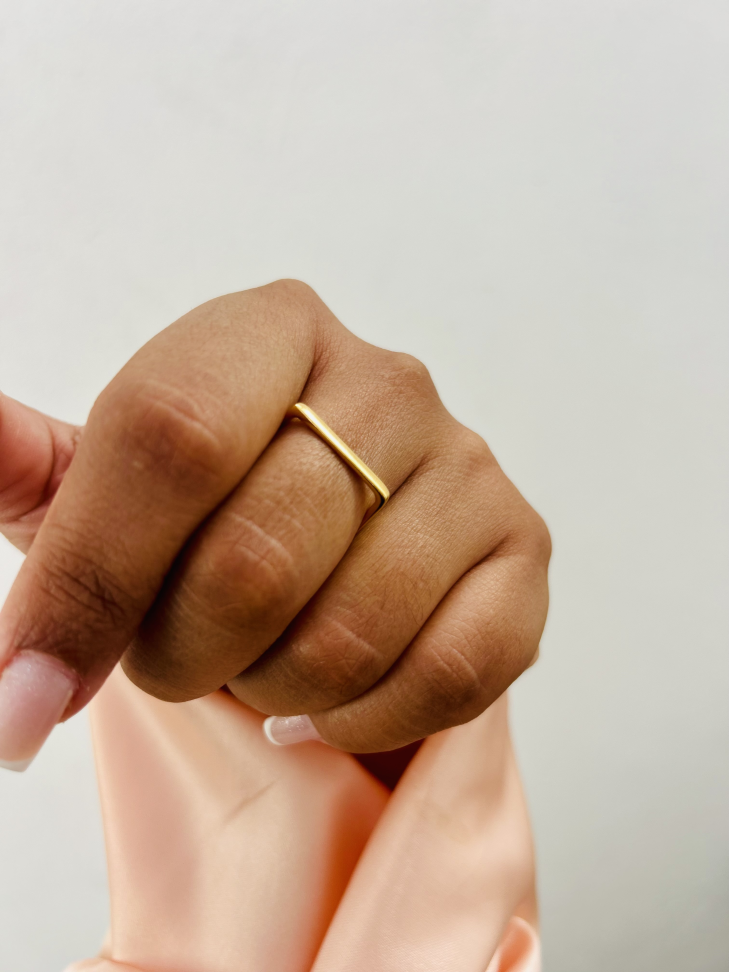 Anel Minimalista Barra Reta Banhado a Ouro 18K - #2