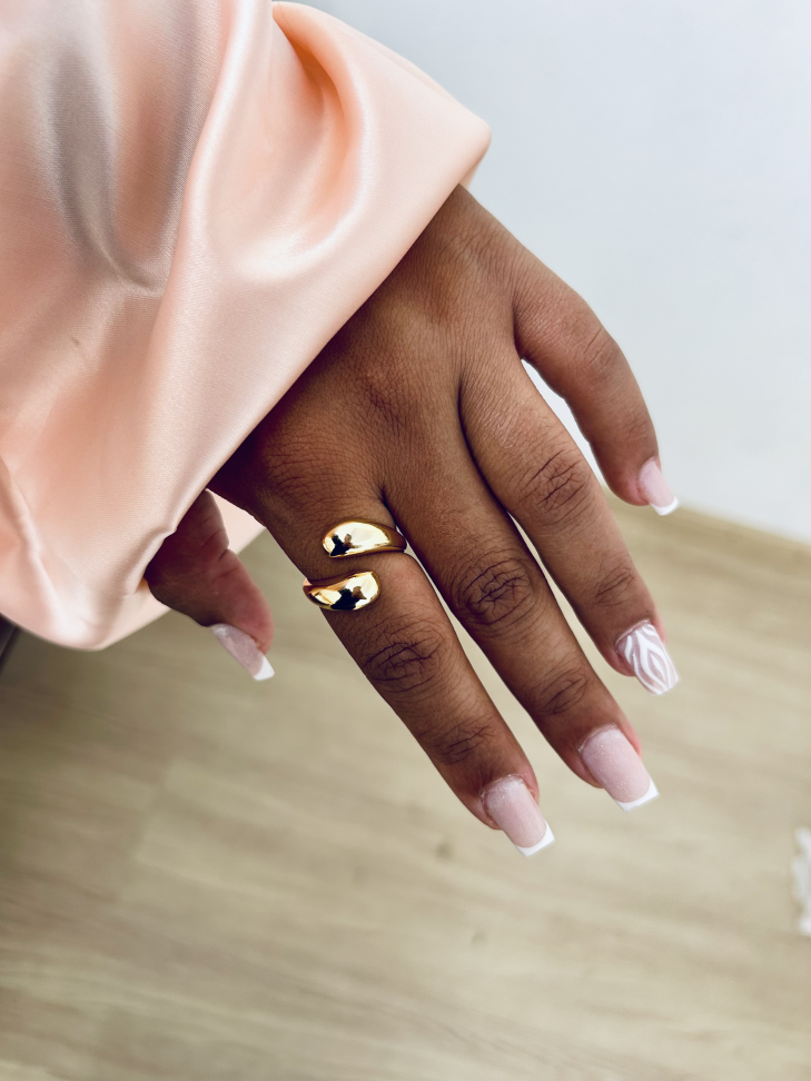 Anel Ajustável Gota Dupla Banhado Ouro 18k (Minimalista) - #3