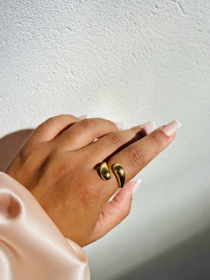 Anel Ajustável Gota Dupla Banhado Ouro 18k (Minimalista) - #5