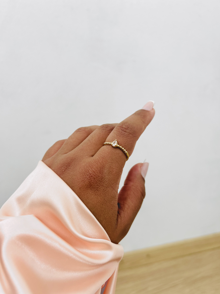 Anel Navete Pontos de Luz Banhado Ouro 18k - #4