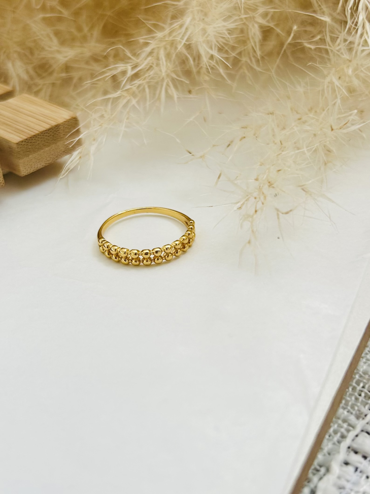 Anel Aro Duplo Bolinhas Banhado Ouro 18k - #4