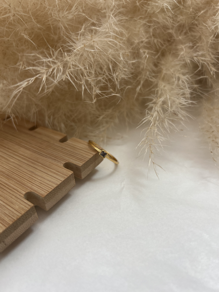 Anel Solitário Ponto de Luz Quadrado Banhado Ouro 18k - #6