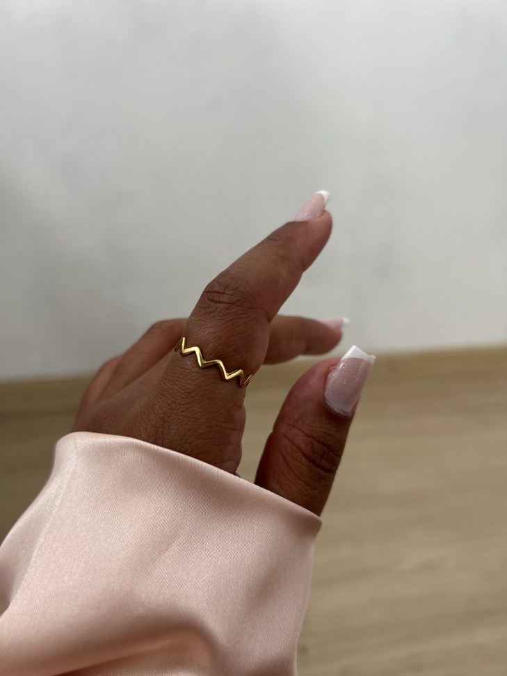 Anel Wave Zig Zag Banhado Ouro 18k - #9