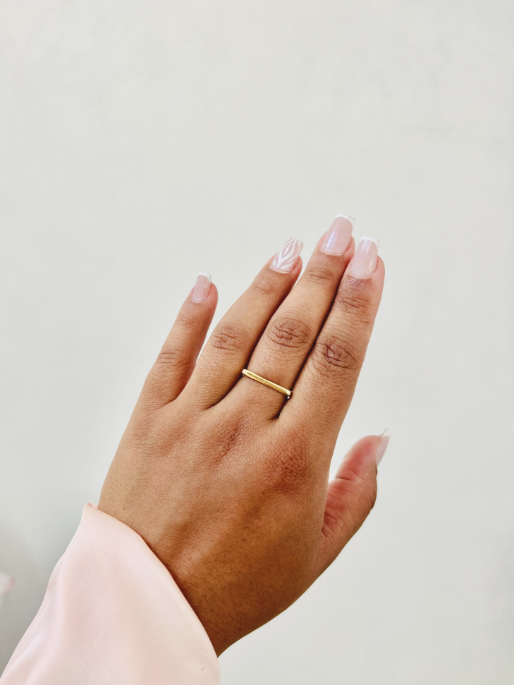 Anel Minimalista Barra Reta Banhado a Ouro 18K - #3