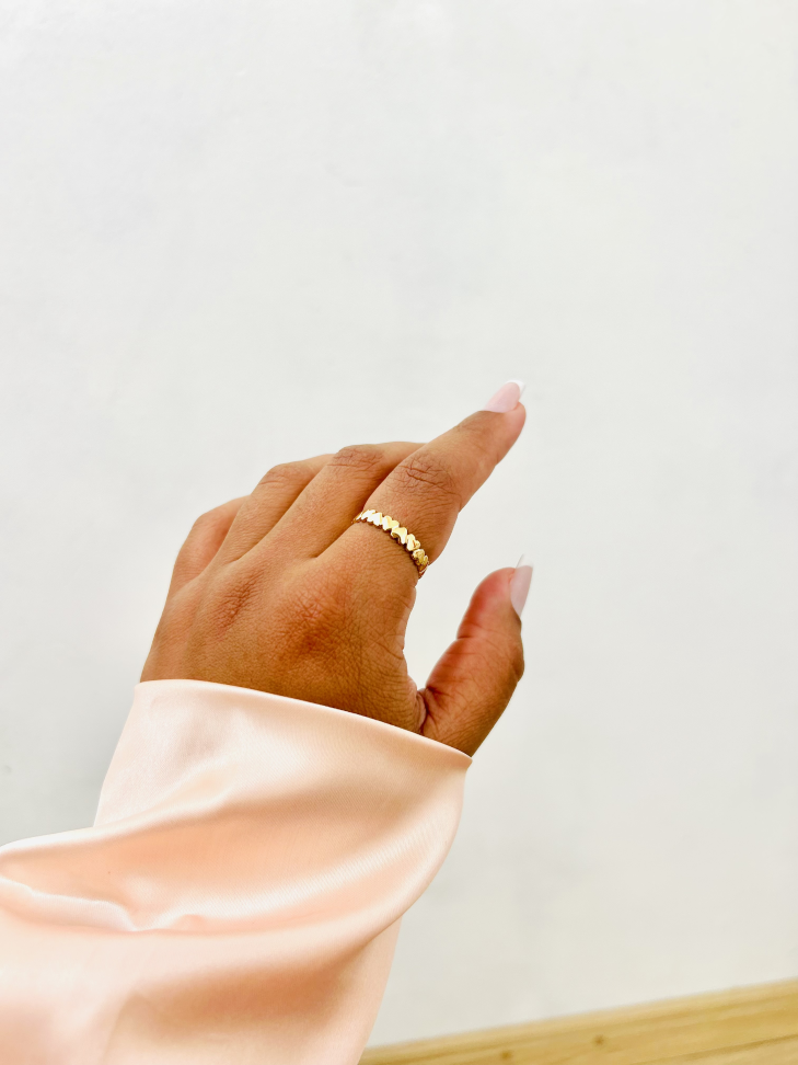 Anel Corações Banhado Ouro 18k - #2