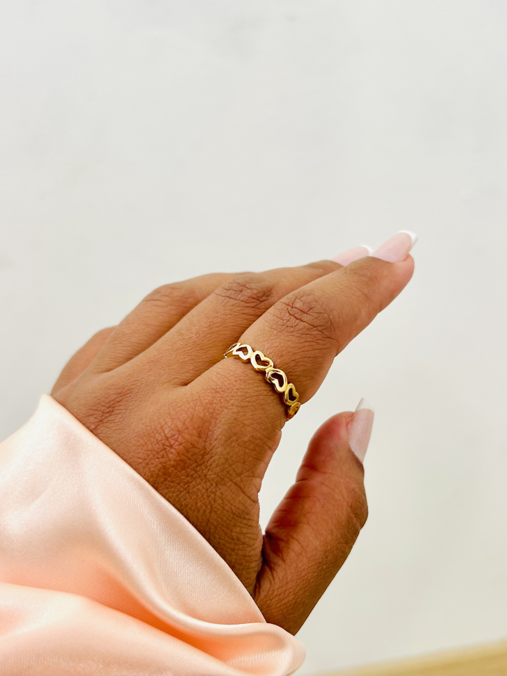 Anel Corações Eternity Banhado Ouro 18k (Vazado) - #4