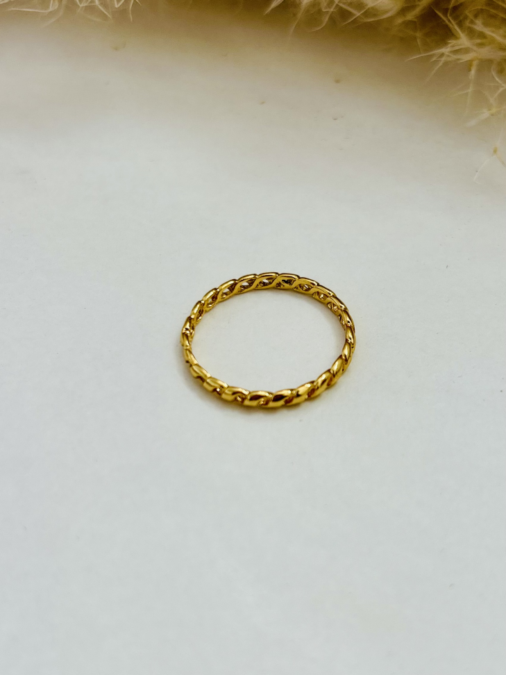 Anel Corrente Fina De Elos Banhado a Ouro 18K - #2