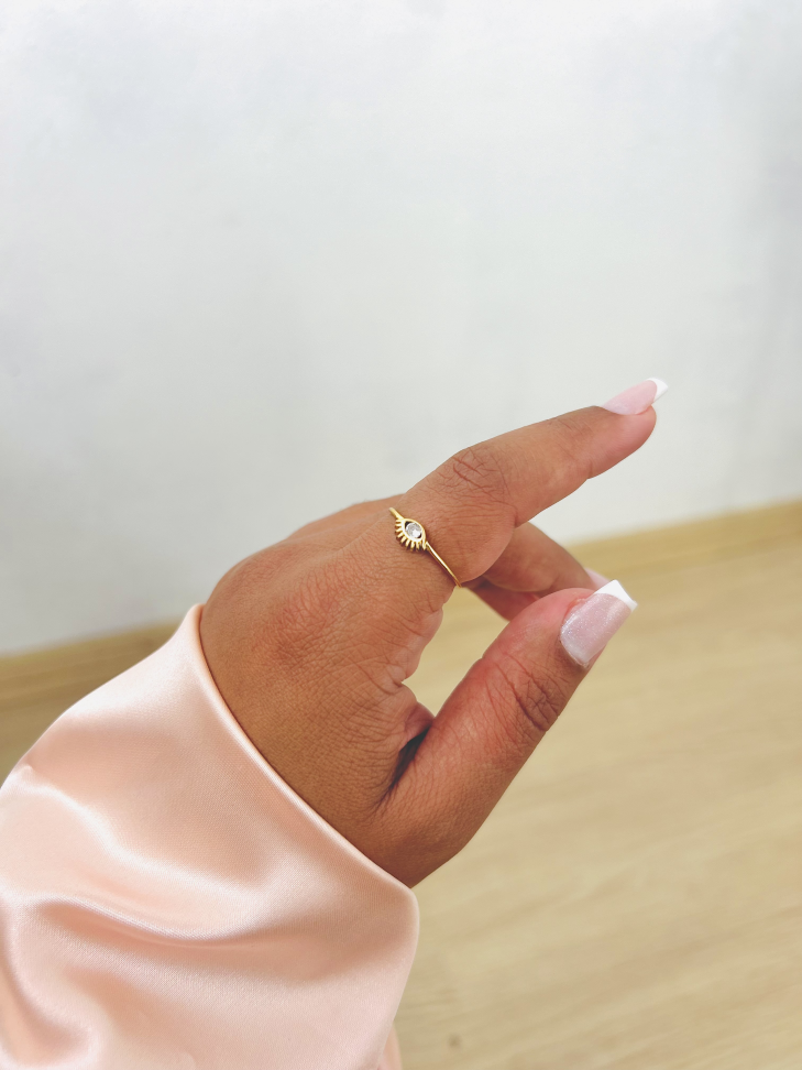 Anel Olho Grego Dourado ELOS | Semijoia de Proteção Banhada a Ouro 18K IRRADIA - #9