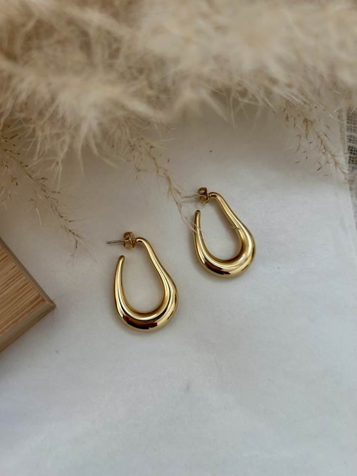 Brinco Argola Gota Alongada Dourada Aço Inox Hipoalergênico - #6