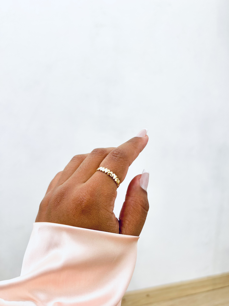 Anel Corações Banhado Ouro 18k - #10