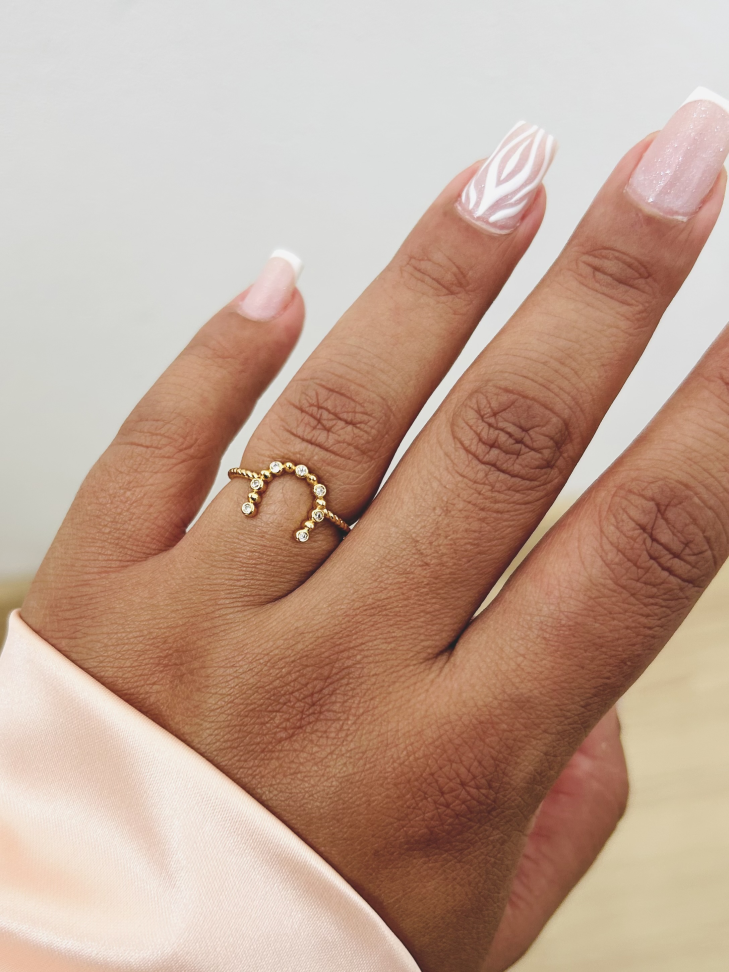 Anel Ferradura Proteção Cravejada – Ouro 18K | Seu Amuleto de Poder - #21