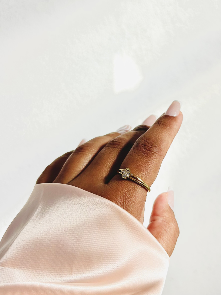 Anel Trevo Cravejado Banhado a Ouro 18K - #3