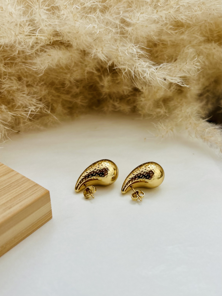 BRINCO GOTA ESCULTURAL TEXTURIZADA AÇO INOX - #5