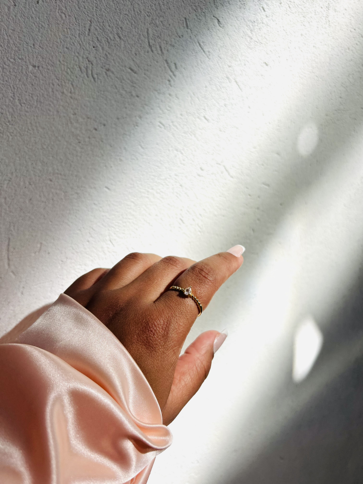 Anel Navete Pontos de Luz Banhado Ouro 18k - #7