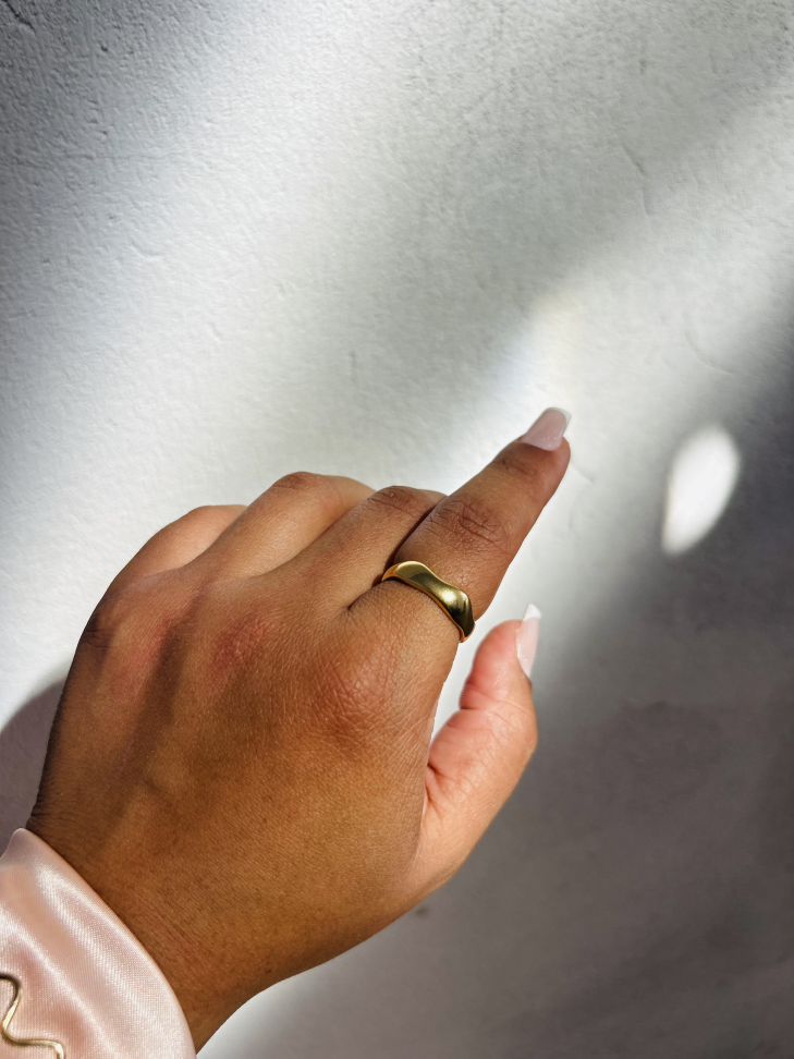 Anel Ajustável Orgânico Irregular Banhado Ouro 18k - #12