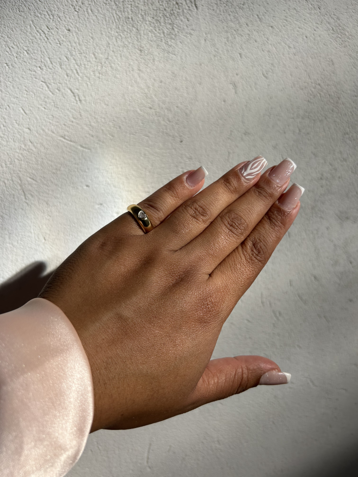 Anel Abaulado Coração Ajustável Banhado a Ouro 18K - #14