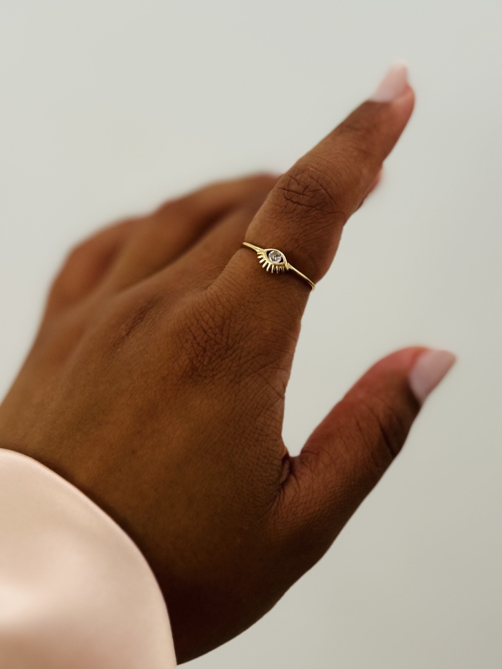 Anel Olho Grego Dourado ELOS | Semijoia de Proteção Banhada a Ouro 18K IRRADIA - #2