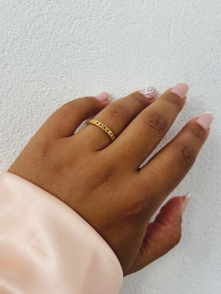 Anel Corrente Elos Banhado a Ouro 18K - #9