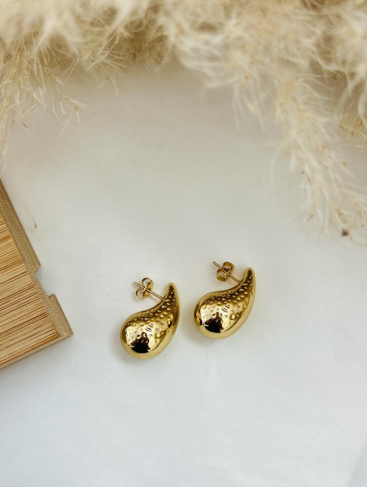 BRINCO GOTA ESCULTURAL TEXTURIZADA AÇO INOX - #2