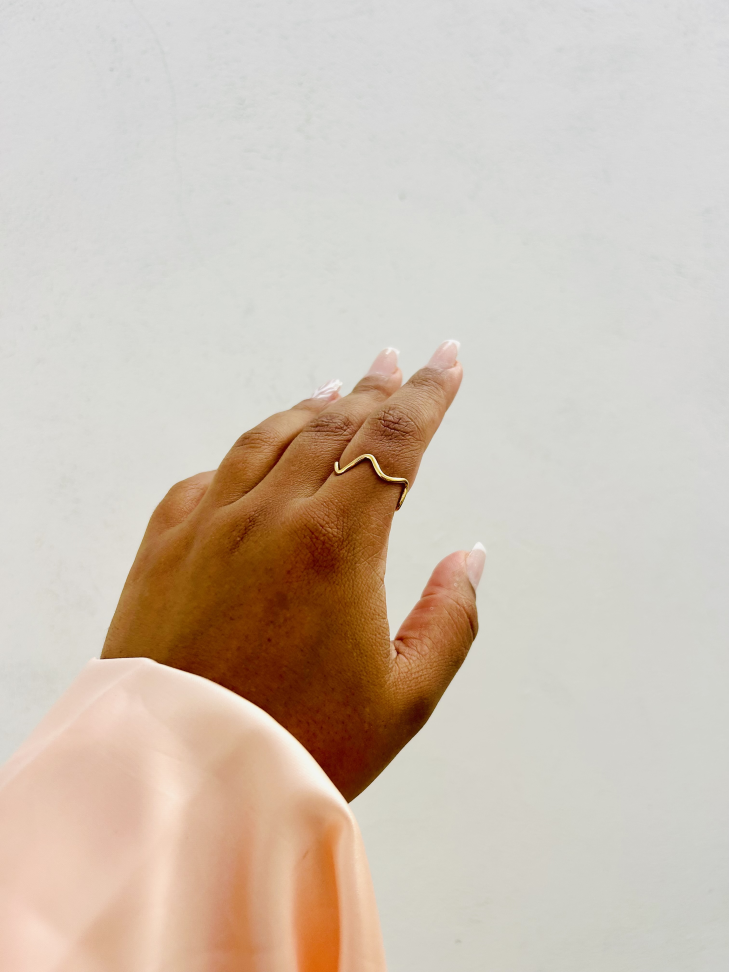 Anel Wave(ondulado) Banhado a Ouro 18k - #11