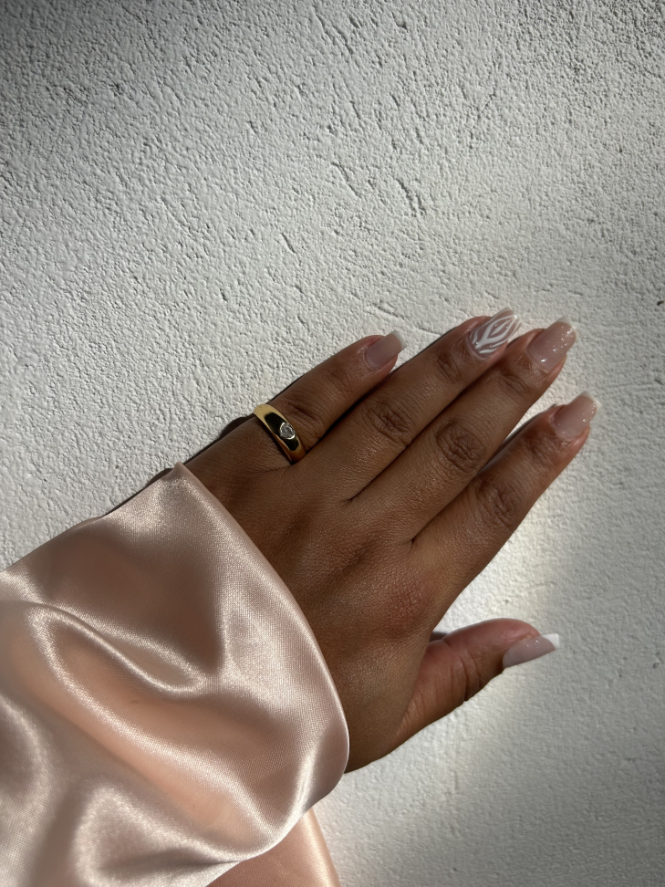 Anel Abaulado Coração Ajustável Banhado a Ouro 18K - #17