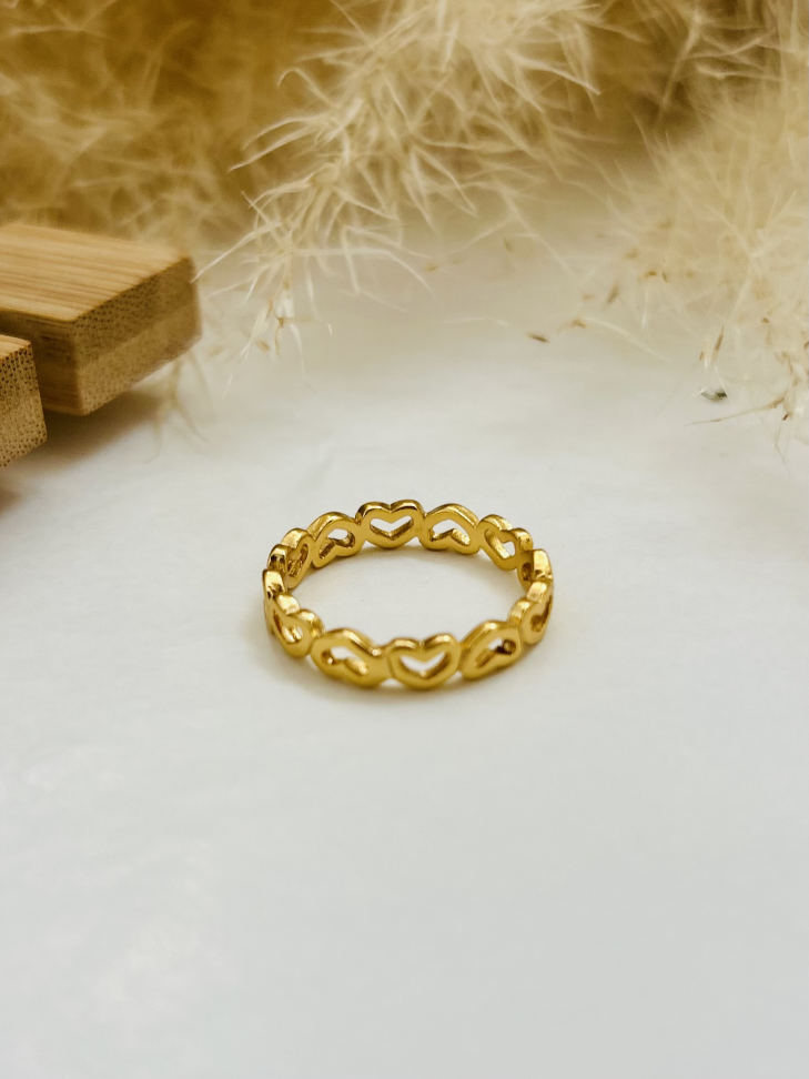 Anel Corações Eternity Banhado Ouro 18k (Vazado) - #3