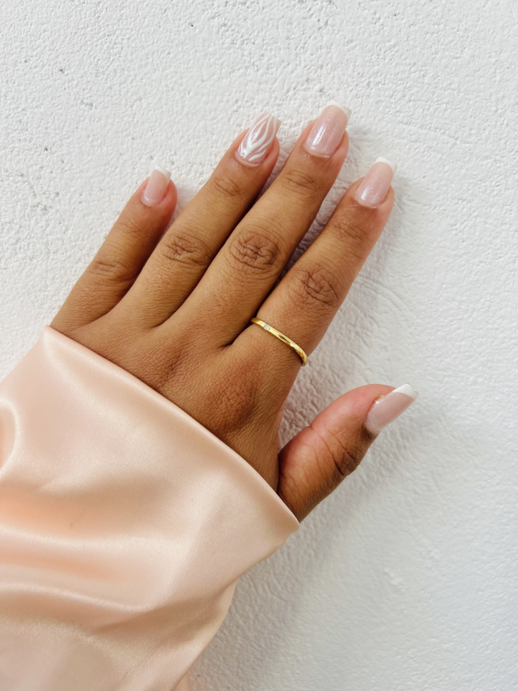 Anel Square Arredondado Solitário Cravejado Banhado a Ouro 18K - #13