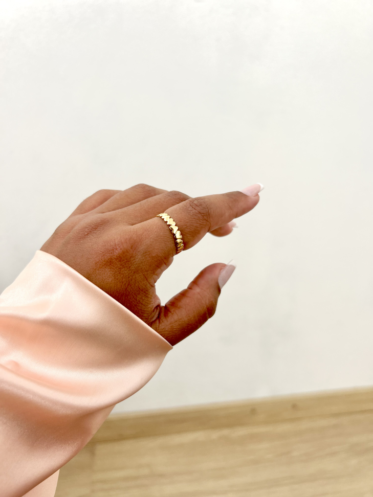 Anel Corações Banhado Ouro 18k - #3