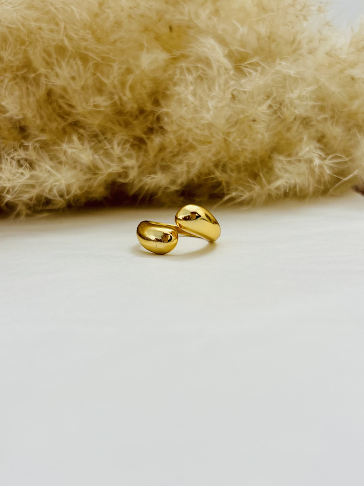 Anel Ajustável Gota Dupla Banhado Ouro 18k (Minimalista) - #13