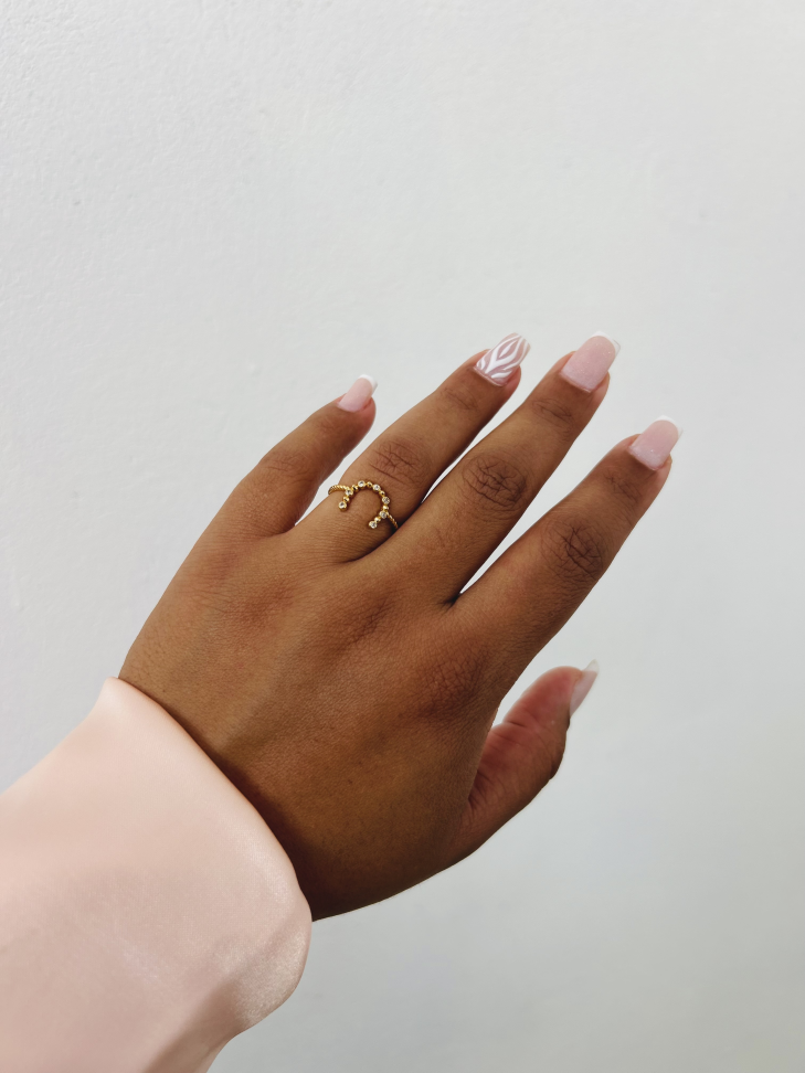 Anel Ferradura Proteção Cravejada – Ouro 18K | Seu Amuleto de Poder - #12