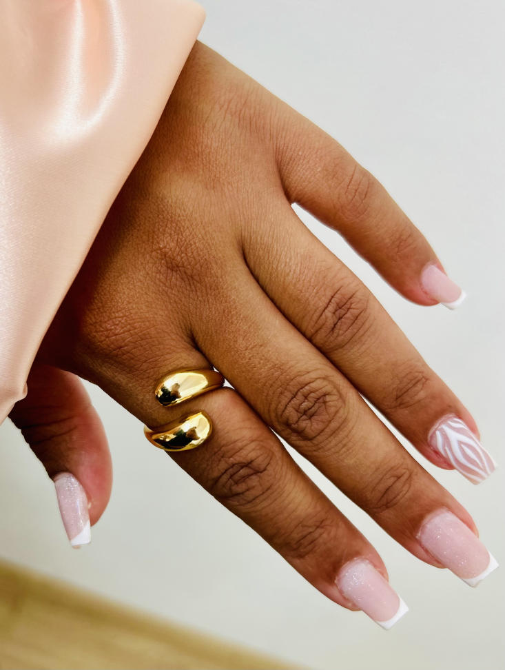 Anel Ajustável Gota Dupla Banhado Ouro 18k (Minimalista) - #8