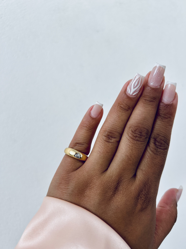 Anel Abaulado Coração Ajustável Banhado a Ouro 18K - #12