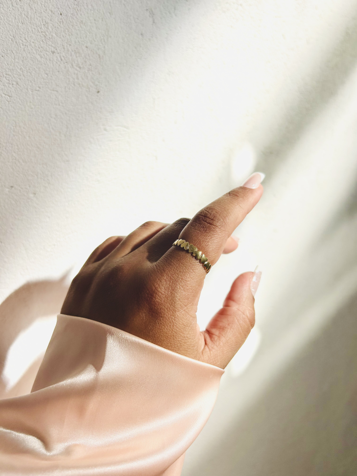 Anel Corações Banhado Ouro 18k - #9