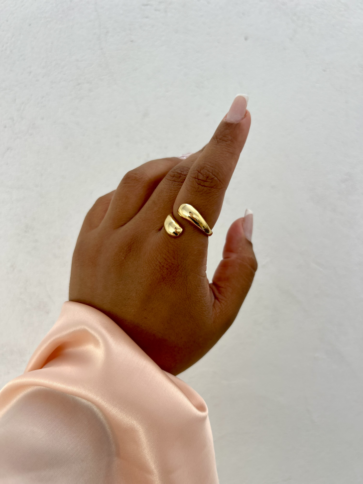 Anel Ajustável Gota Dupla Banhado Ouro 18k (Minimalista) - #6
