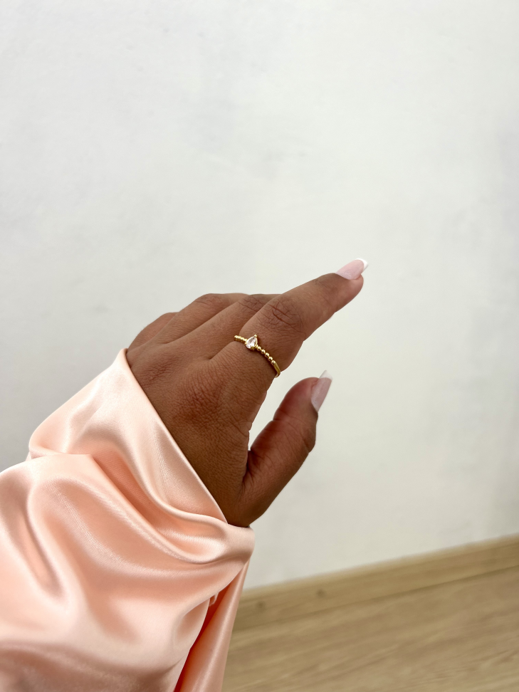 Anel Navete Pontos de Luz Banhado Ouro 18k - #8