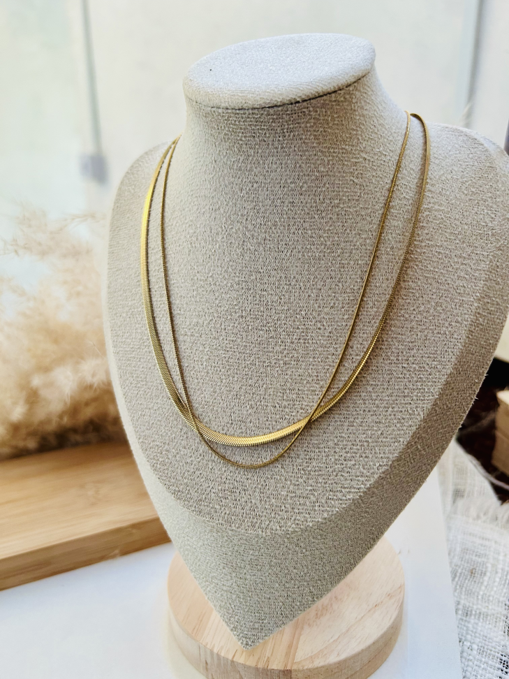 COLAR DUPLO SNAKE  DOURADO | Aço Inoxidável | O Clássico Atemporal - #2